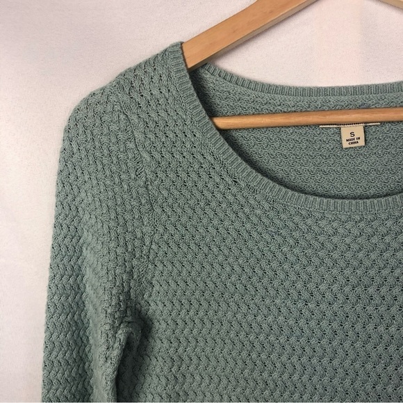 Lucky Brand Seafoam Green Blue Knit Lace Trim Long Sleeve Sweater S - Picture 4 of 5